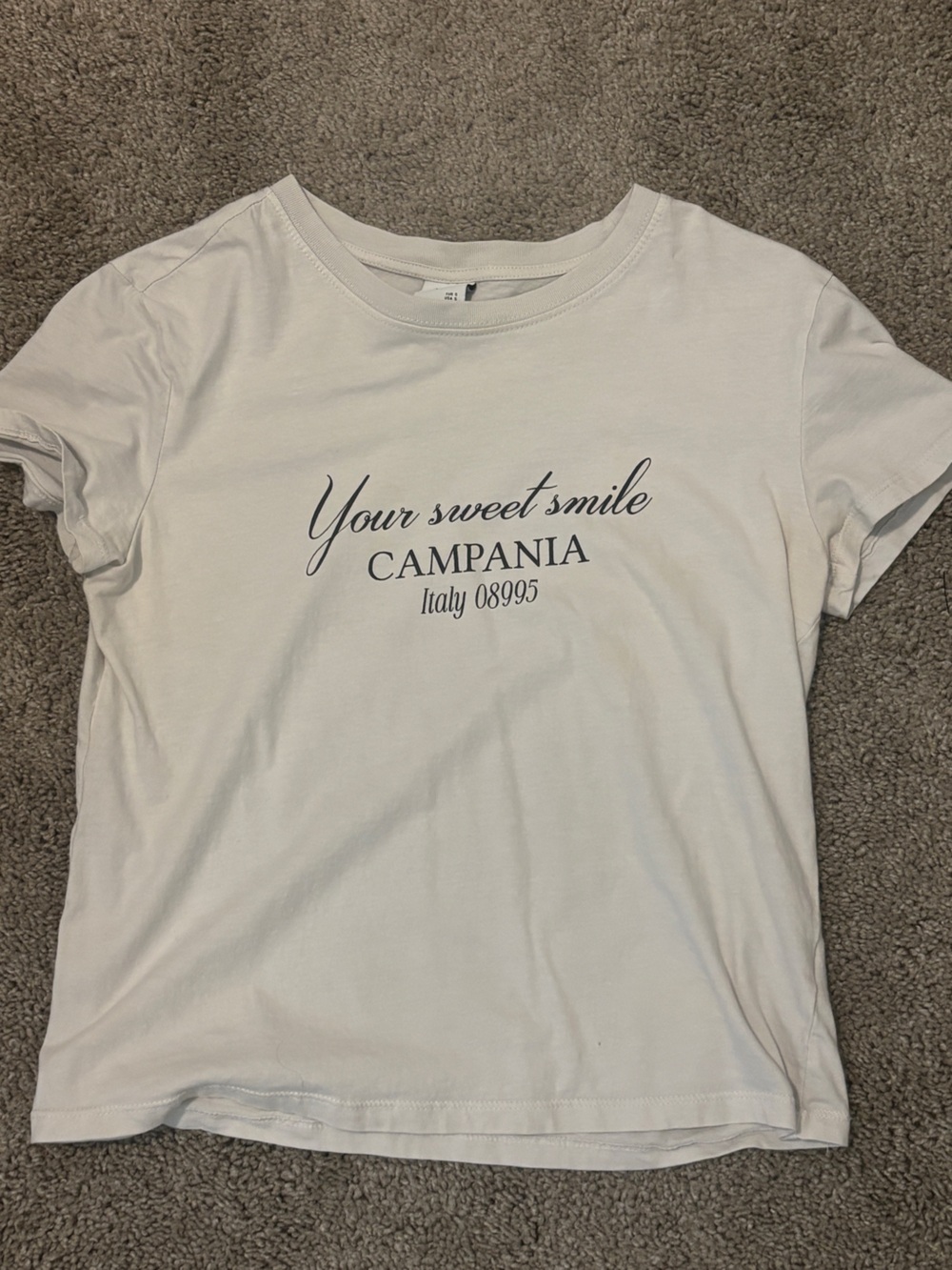 Bershka White Short Sleeve Tee with Navy Script